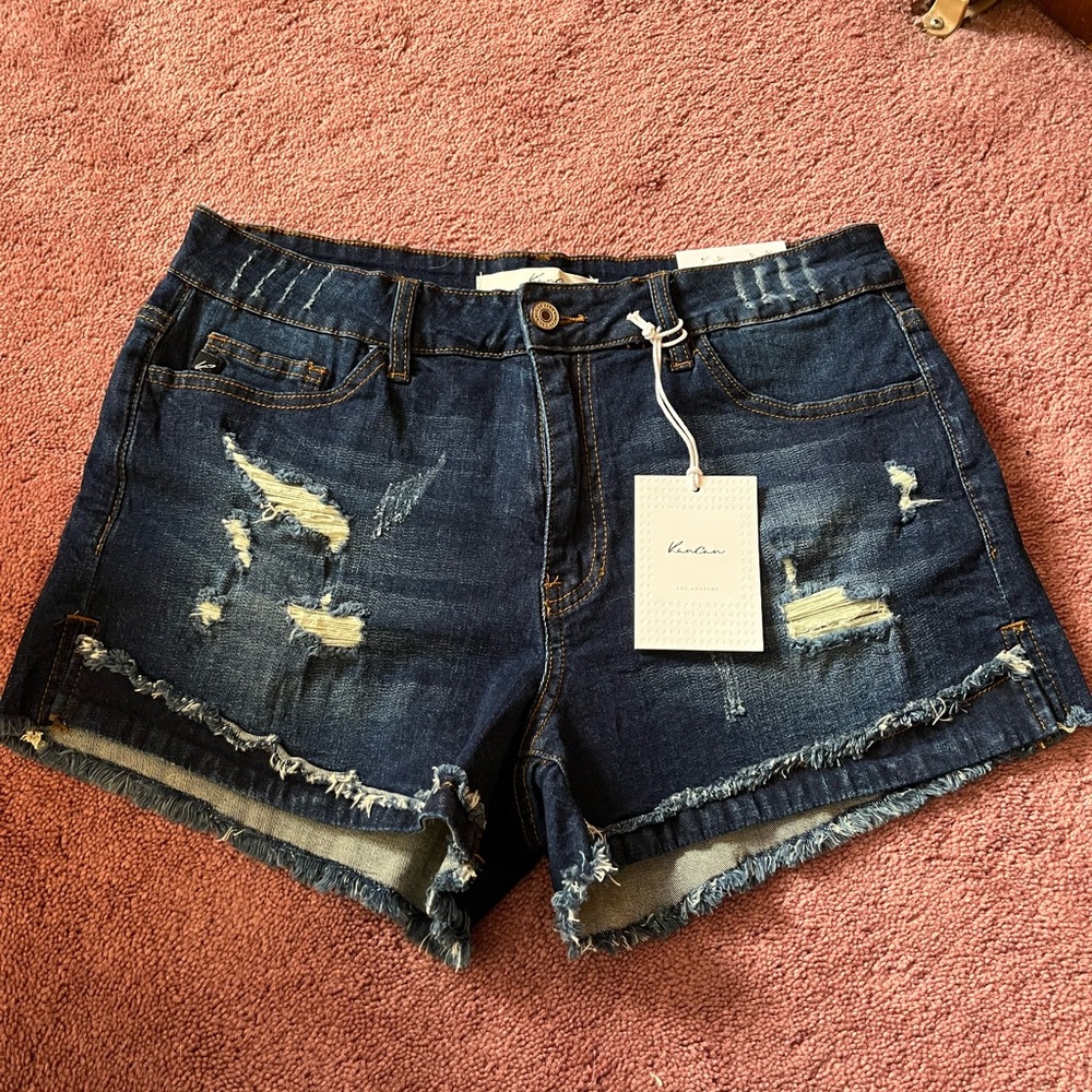 Kancan Women’s Dark Distressed Shorts KC11143D Size 11/29